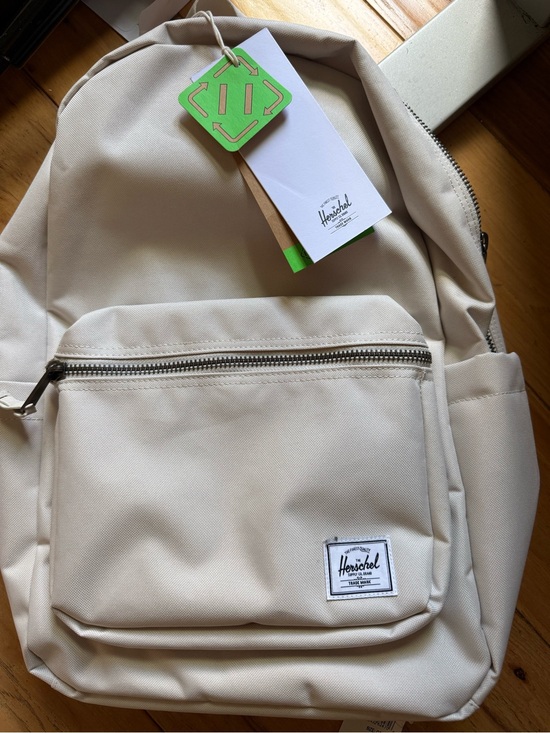 Herschel Supply Company Handbags - Herschel Supply Company Cream Canvas Backpack with Front Zip Pocket